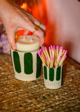 Stripe Ceramic Candle Pot & Candle Refill